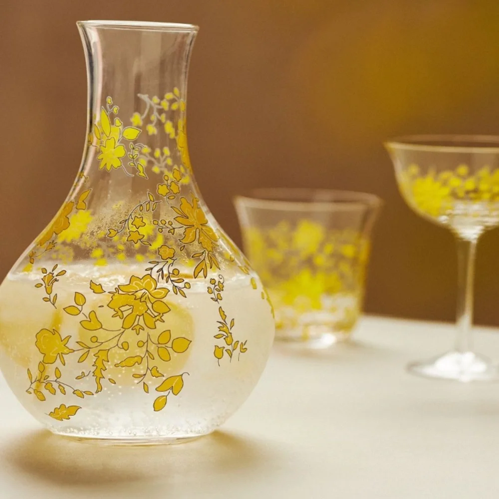 LAST SET 🔥 Mae Yellow floral glasses set of 4
